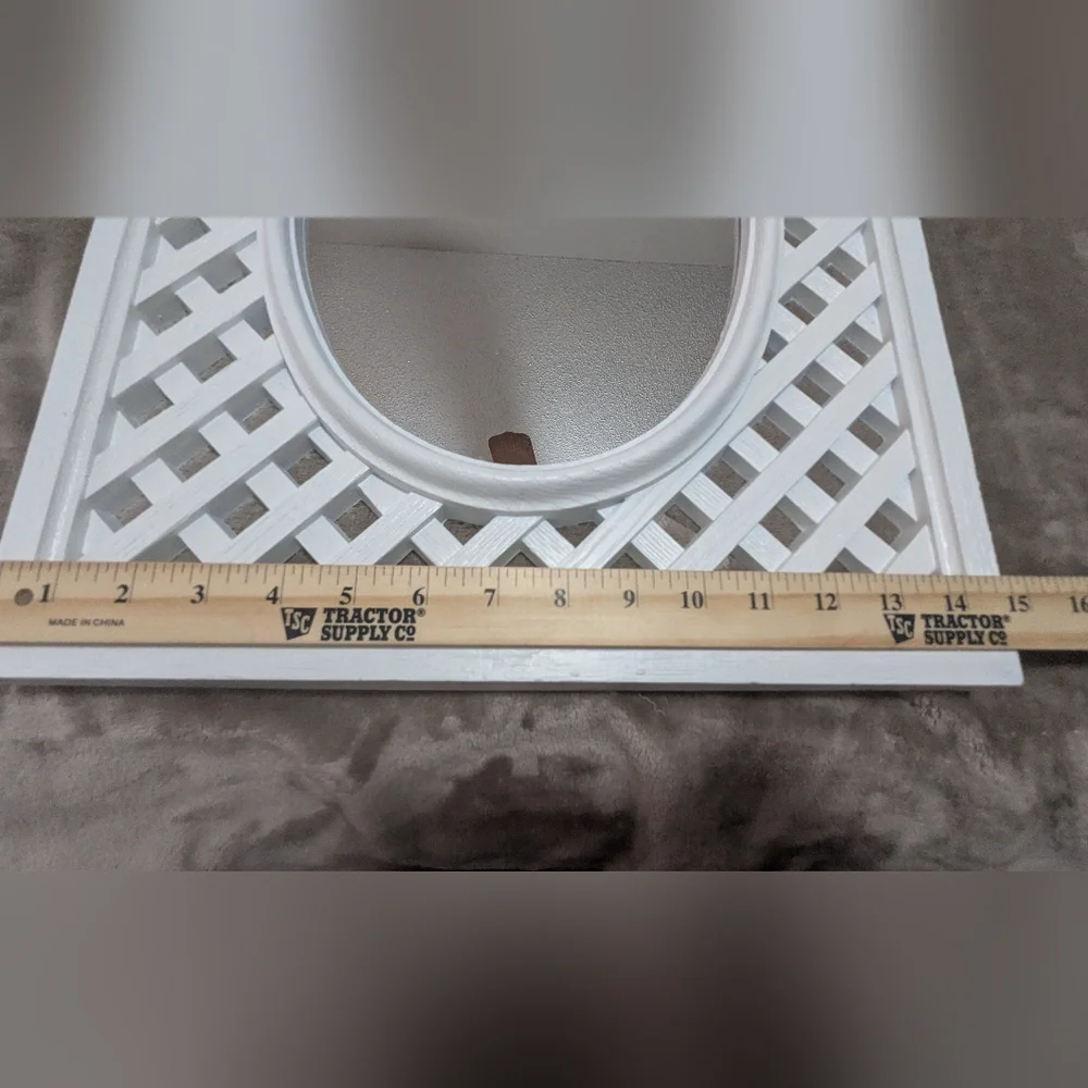 Vintage Burwood White Resin Lattice Mirror